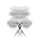 A family tree with intricate roots and branches tattoo design idea