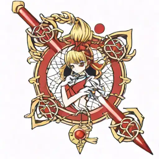 red kurapika chain wrapped women tattoo design idea