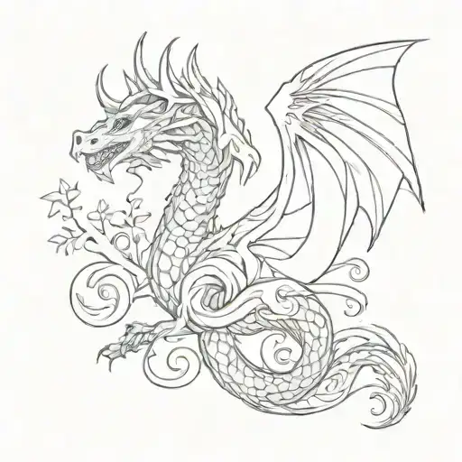 a nordic tattoo using sketch work that has a dragon tattoo design idea