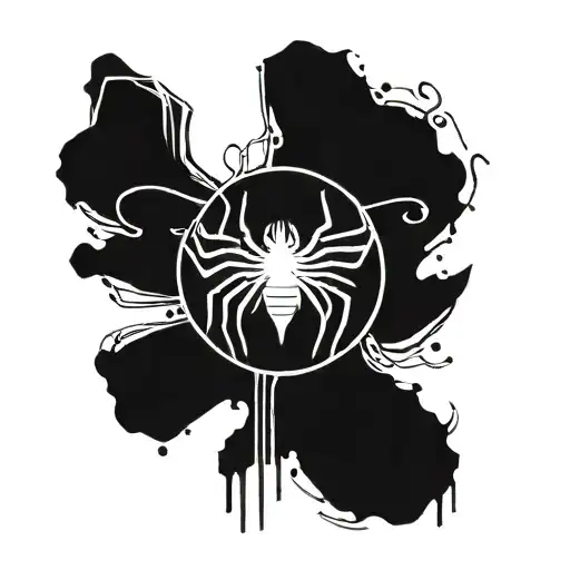 A tattoo design combining music notes and travel symbols, with a spiderman silhouette in the background tattoo design idea