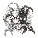 A tactical spider-man and venom crossover design tattoo design idea