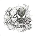 A tactical spider-man and venom crossover design tattoo design idea