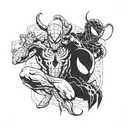 A tactical spider-man and venom crossover design tattoo design idea