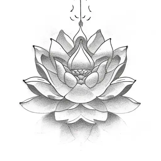 A tattoo of a lotus flower blooming from a cloud, symbolizing personal growth tattoo design idea