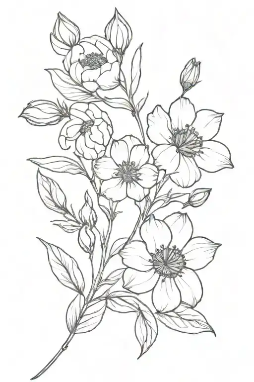 March July and November birth flowers tattoo design idea