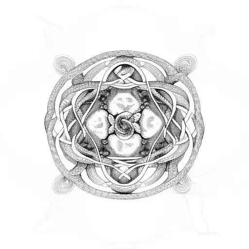 An infinity symbol made of intertwined snakes, with delicate flowers growing along the curves tattoo design idea