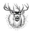 A deer gracefully leaping over a stream in a dotwork style tattoo design idea