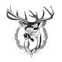 A deer gracefully leaping over a stream in a dotwork style tattoo design idea