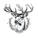 A deer gracefully leaping over a stream in a dotwork style tattoo design idea