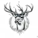 A deer gracefully leaping over a stream in a dotwork style tattoo design idea
