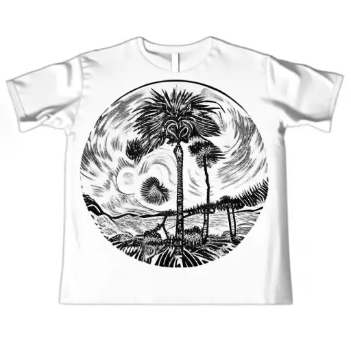 palm tree sunset van gogh tattoo design idea