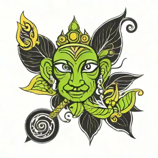 Incorporate elements of Hindu religious symbols with a modern twist tattoo design idea