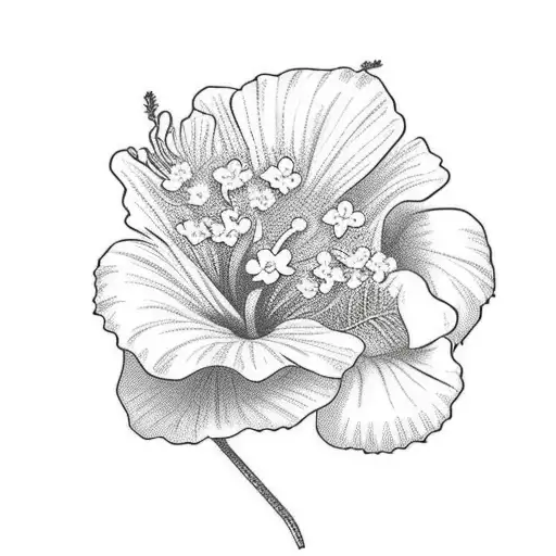 Ohana in cursive with a hibiscus flower tattoo design idea