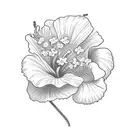 Ohana in cursive with a hibiscus flower tattoo design idea