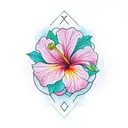 Ohana in cursive with a hibiscus flower tattoo design idea
