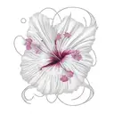 Ohana in cursive with a hibiscus flower tattoo design idea