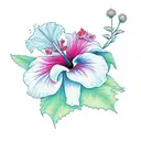 Ohana in cursive with a hibiscus flower tattoo design idea