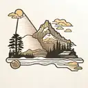 outline of the state of North Carolina with mountains on one side and the beach on the other tattoo design idea