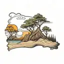 outline of the state of North Carolina with mountains on one side and the beach on the other tattoo design idea