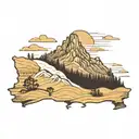 outline of the state of North Carolina with mountains on one side and the beach on the other tattoo design idea