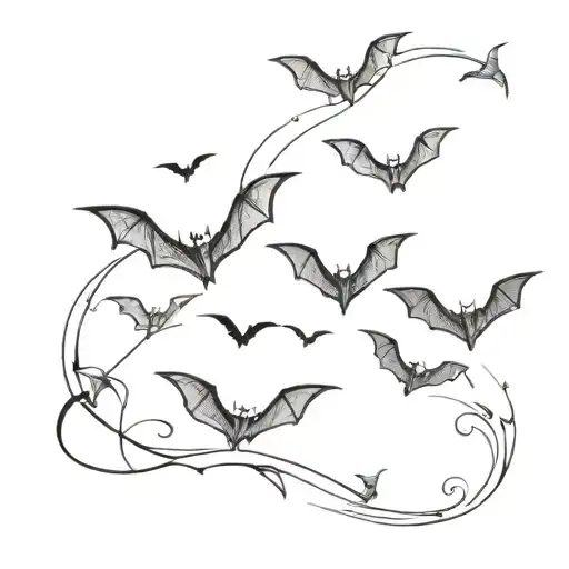 bats flying away tattoo design idea