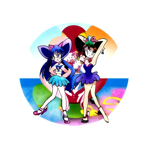 stich et souillon personnage disney dance de façon hawaïenne  tattoo design idea