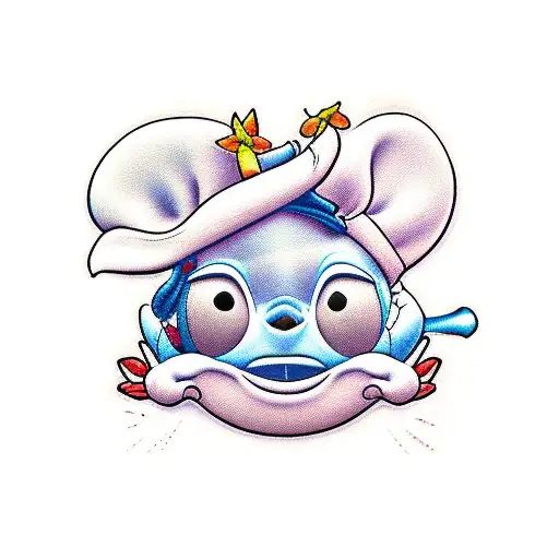 stich du film lilo et stich qui porte souillon sur sa tete tattoo design idea