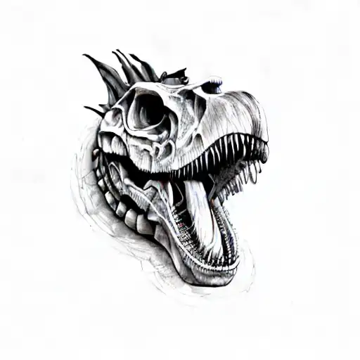 a t - rex skull tattoo design idea