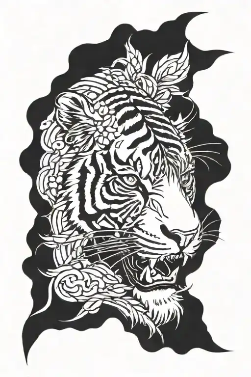 tiger head tattoo design idea