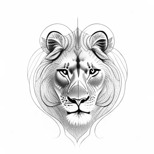 A majestic lioness with two lions tattoo design idea