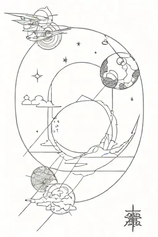 Japanese and Interstellar travel tattoo design idea