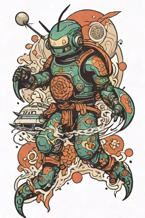 Japanese and Interstellar travel tattoo design idea