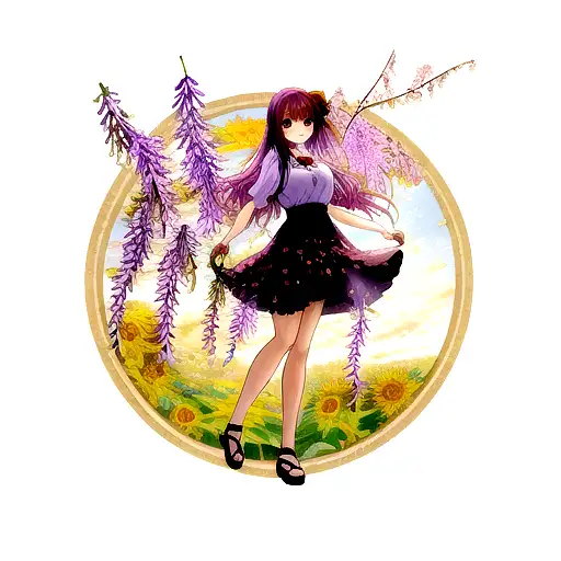 wisteria mixed with sunflowers and cherry blossoms tattoo design idea