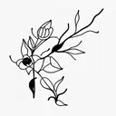 wisteria sunflowers and cherry blossoms tattoo design idea