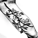 wisteria sunflowers and cherry blossoms tattoo design idea