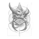 God and the devil are playing cards. Human souls are at stake. tattoo design idea