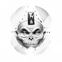 God and the devil are playing cards. Human souls are at stake. tattoo design idea