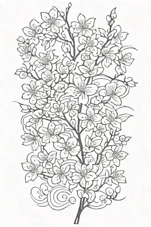 cherry blossom petals on vine going up tattoo design idea