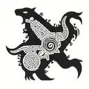 Ancient artifacts, such as hieroglyphics or petroglyphs, combined with modern environmental symbols tattoo design idea