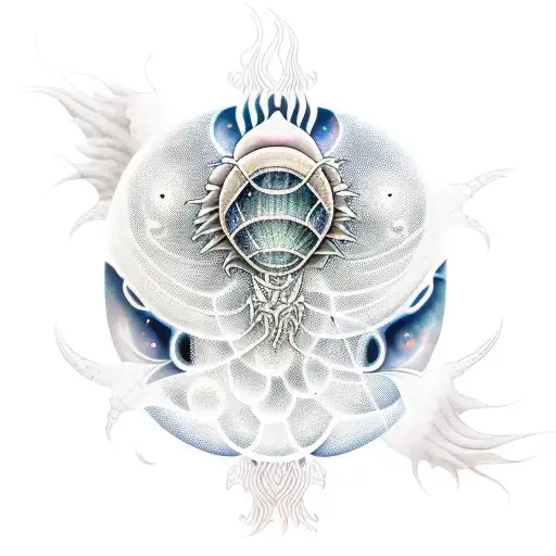 moon jellyfish dragon tattoo design idea
