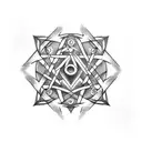 pentagram with barbed wire  tattoo design idea