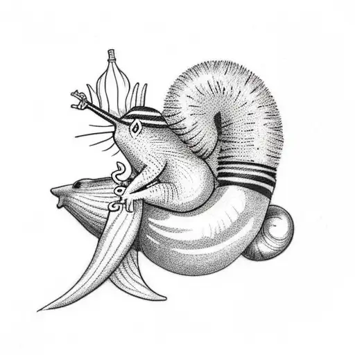 snail and hedgehog tattoo design idea