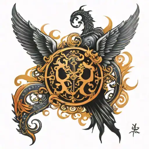 Back tattoo meaning double life, perversion, aries zodiac, fiery, sincere who has overcome problems tattoo design idea