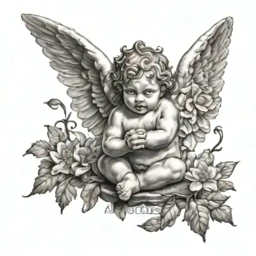cherub angel tattoo design idea