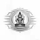 I'd like a tattoo featuring Lord Shiva, with his entire body in solid black. Along his spine, I want the seven chakras d tattoo design idea