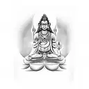 I'd like a tattoo featuring Lord Shiva, with his entire body in solid black. Along his spine, I want the seven chakras d tattoo design idea