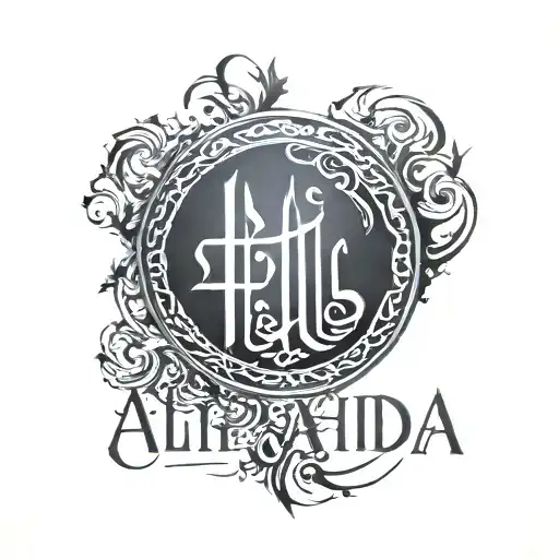Incorporate Arabic calligraphy of the name 'Alfahda' in a bold and artistic way tattoo design idea