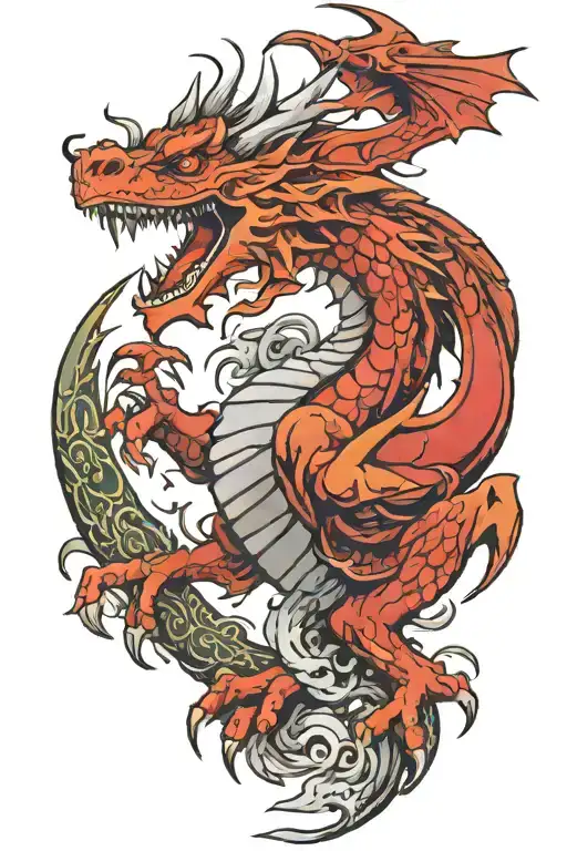 welsh dragon emerging tattoo design idea