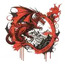 welsh dragon and mountain scene tattoo design idea