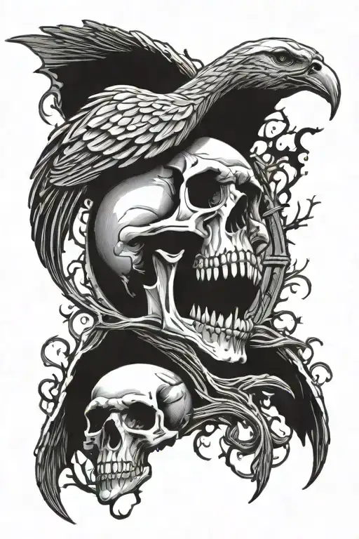 graveyard reaper crow skull  tattoo design idea